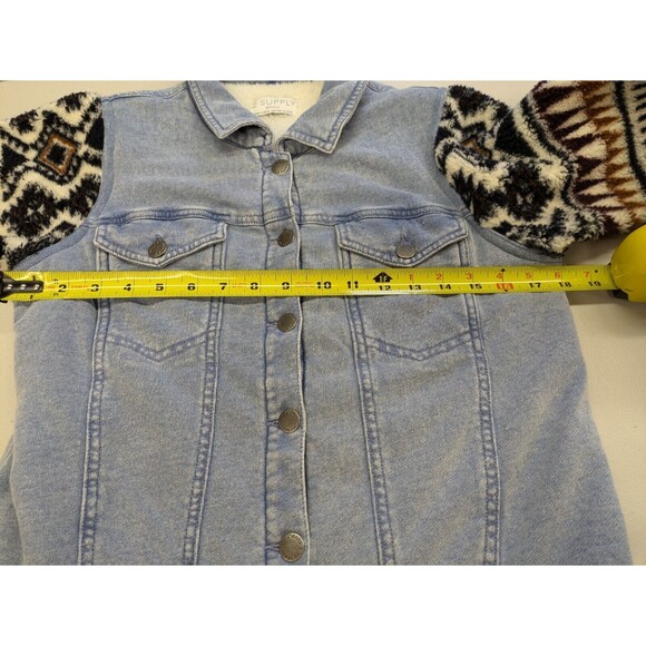 Z Supply Women's Gia All Day Knit Denim Fleece Aztec Shirt Jacket Shacket Small - Picture 10 of 11